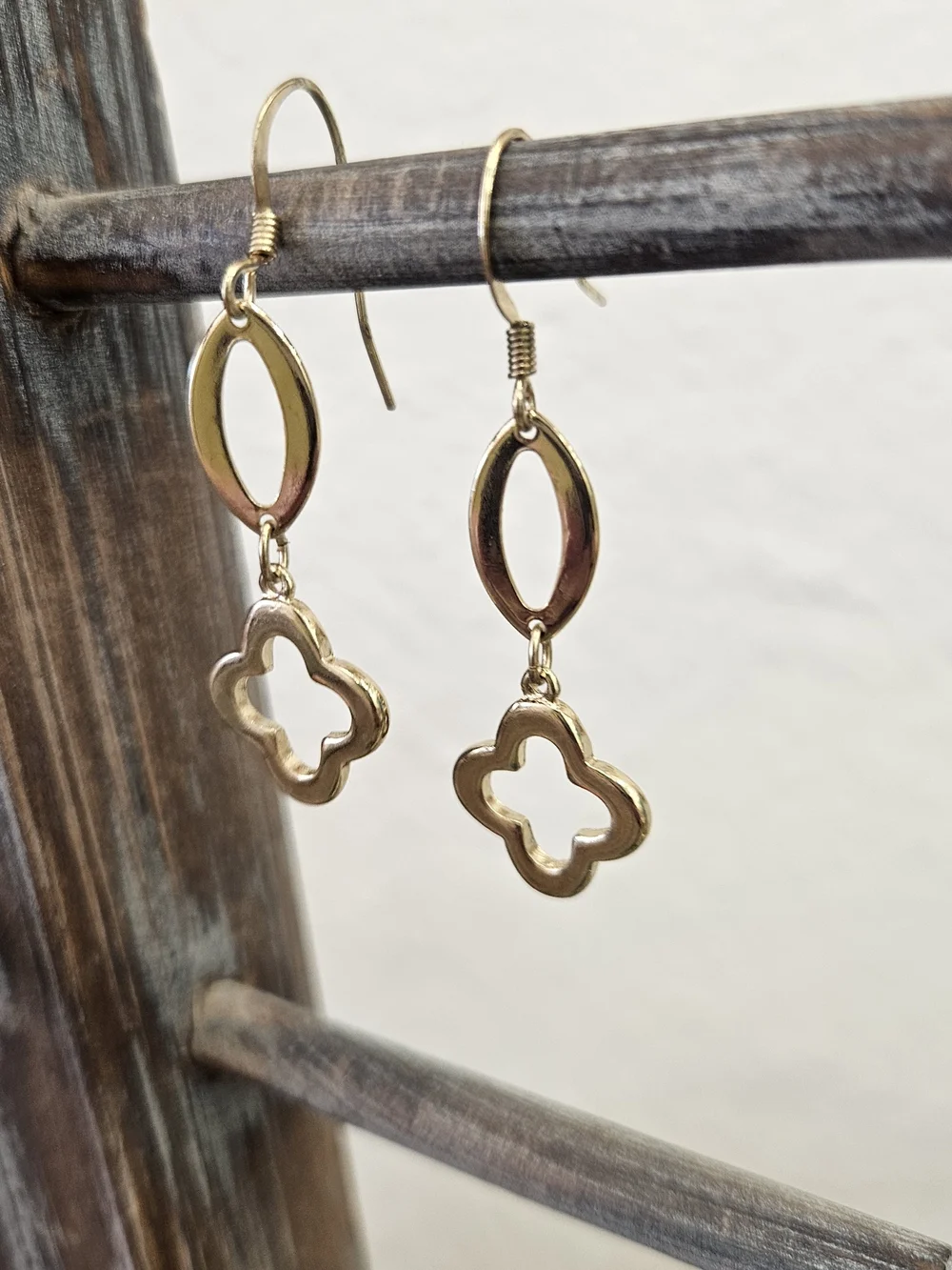 Gold Tone Clover Drop Earrings for Women